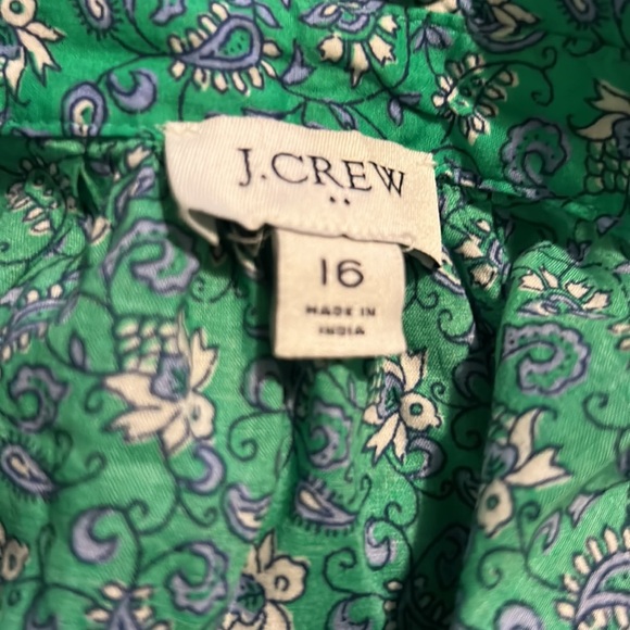 J. Crew Printed cotton mini shirtdress green blue floral paisley size 16 BF854 - Picture 5 of 7